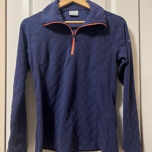 Columbia Women’s Purple Zip-Up Sweater with Pink Trim, Size Small